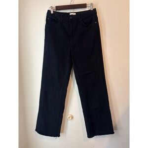 ASKK NY black Denim Jeans Wide Leg Raw Hem Mid Rise Wide Leg Size 27 Made In USA